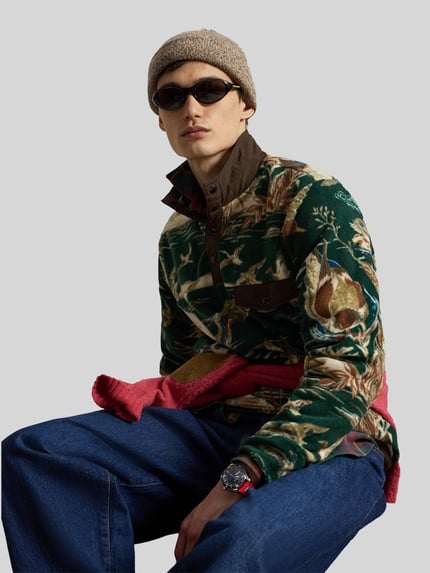 Polo Ralph Lauren Regular Fit Sweatshirt aus Fleece mit Logo-Patch Modell 'VNTG' Dunkelgruen 6