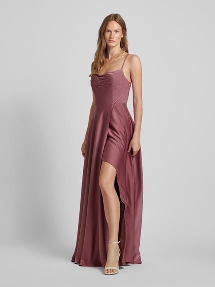 Laona Abendkleid mit Wasserfall-Ausschnitt Altrosa 1