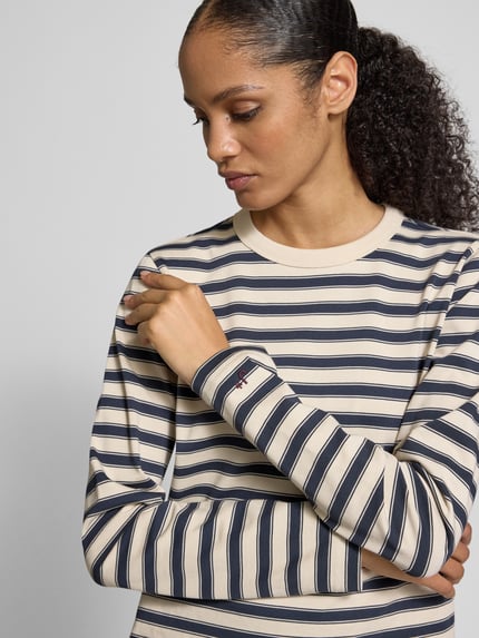 Jake*s Studio Woman Longsleeve mit geripptem Rundhalsausschnitt Marine 3