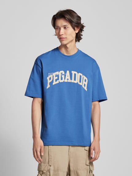 PEGADOR Oversized T-Shirt mit Label-Print Modell 'GILFORD' Blau 4