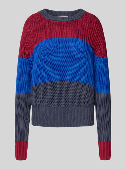 Calvin Klein Jeans Strickpullover mit Rundhalsausschnitt und Streifenmuster Bordeaux 2