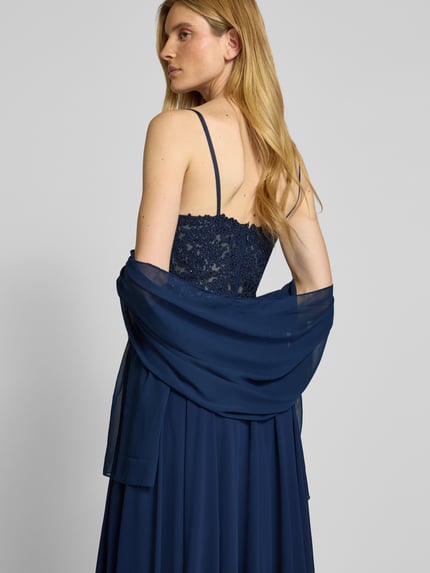 Mascara Abendkleid mit Spitzenbesatz Marine 3