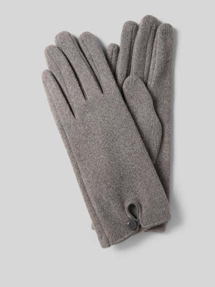 EEM Regular Fit Handschuhe mit Knopfverschluss Hellgrau Melange 1