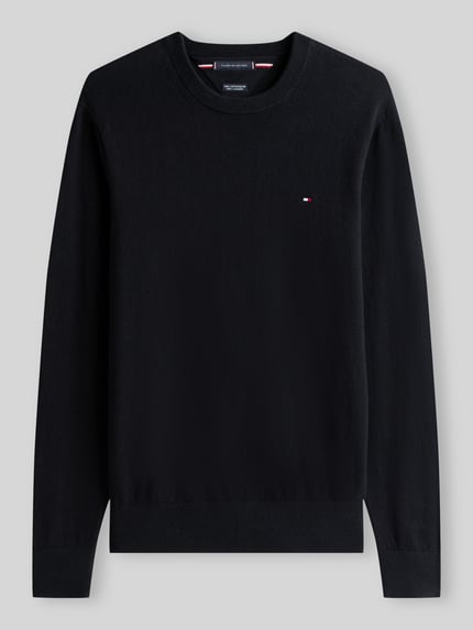 Tommy Hilfiger Sweter o kroju regular fit z mieszanki bawełny i kaszmiru Czarny 2