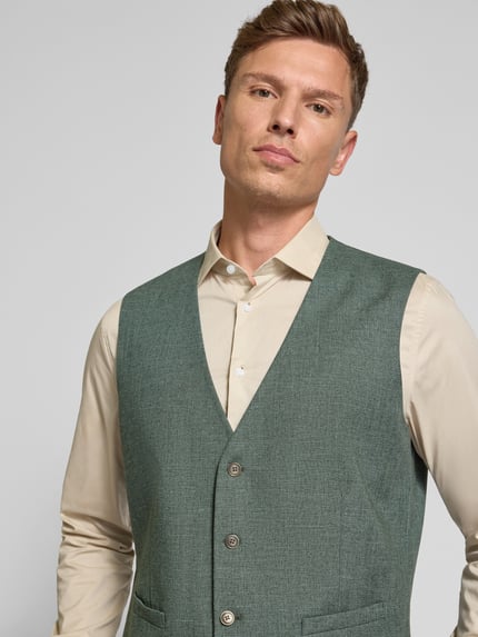 Christian Berg Men Gilet met strookzakken, model 'GIL' Donkergroen - 3