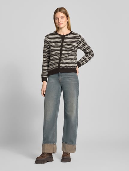 VERO MODA Cardigan mit durchgehender Knopfleiste Schoko 1