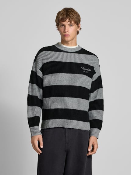 REVIEW Strickpullover mit Label-Stitching Black 4