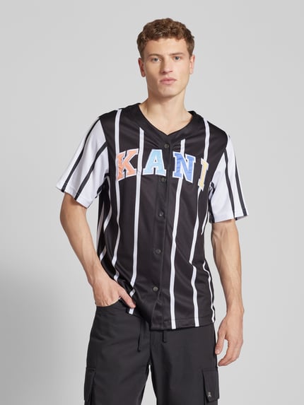 Karl Kani T-Shirt mit durchgehender Druckknopfleiste Black 4