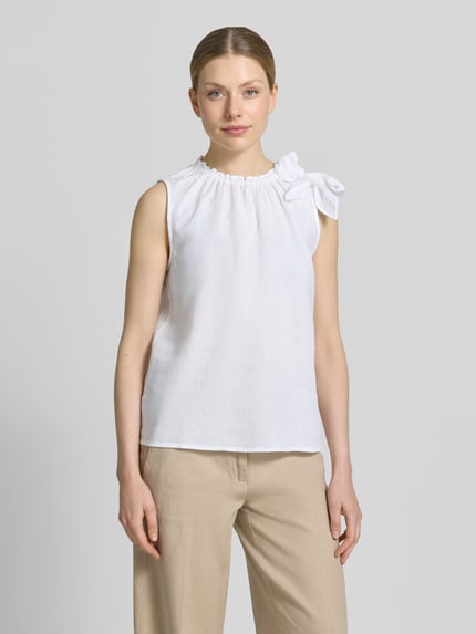Christian Berg Woman regular fit blouse van viscosemix met linnen-Anteil Wit - 4