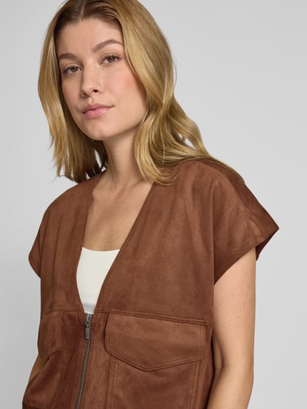 Christian Berg Woman Gilet in leerlook Donkerbruin - 3