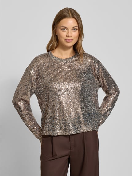 Jake*s Casual Blusenshirt mit Rundhalsausschnitt Dunkelbraun 4