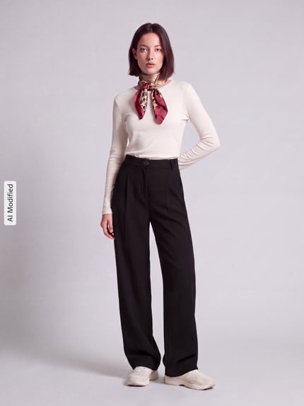 VERO MODA Szerokie spodnie z dodatkiem wiskozy model 'STELLA' Czarny 1