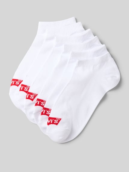 Produktfoto, weiße Socken aus Baumwoll-Mix im 6er-Pack Modell 'LOW CUT LOGO COTTON 6P' von Levi's®, rote Logo-Details, Herren Socken von Levi's®.