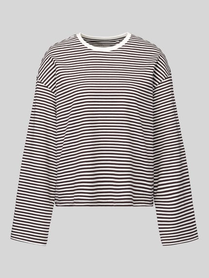 ONLY Relaxed Fit Langarmshirt aus reiner Baumwolle Modell 'FREJA' Schoko Melange 2