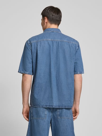 Jake*s Studio Men Regular Fit Jeanshemd mit 1/2-Arm Blau 5