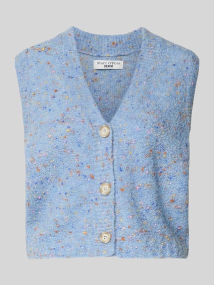 Produktfoto, Regular Fit Spencer uit scheerwolmix van Marc O'Polo Denim, look: effen, meerkleurig, knoopsluiting, labelstitching, geribde rompzoom, gebreide verwerking.