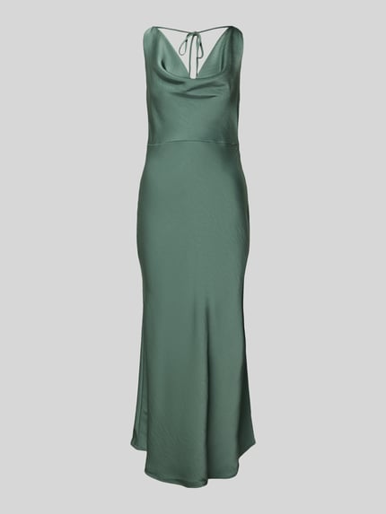 VERO MODA Körpernahes Cocktailkleid mit Wasserfall-Ausschnitt Modell 'SASELINA' Gruen 2