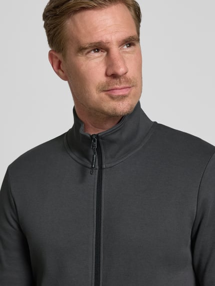 Tom Tailor Denim Regular Fit Sweatjacke aus Baumwoll-Mix Anthrazit 3