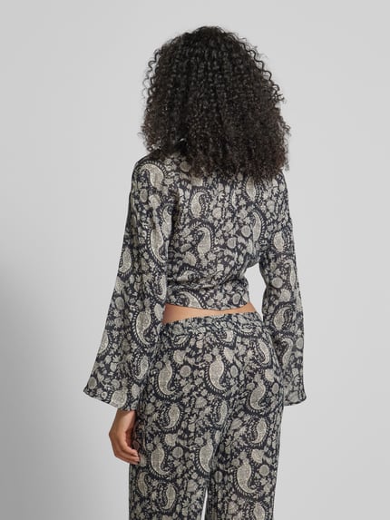 Jake*s Casual Kort blouseshirt met strikdetail Zwart - 5