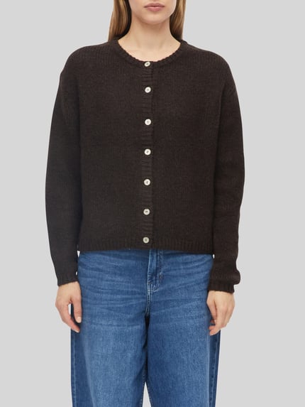 s.Oliver RED LABEL Cardigan aus Alpaka-Mix mit Rundhalsausschnitt Dunkelbraun 3