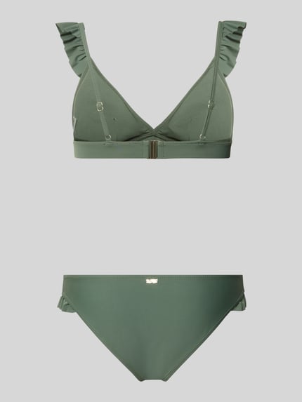 Produktfoto, Bikini-Set mit Rüschen Modell 'BOBBY' von Shiwi in Khaki, Damen Bikini aus Material-Mix mit Stretch-Anteil, körpernahe Passform