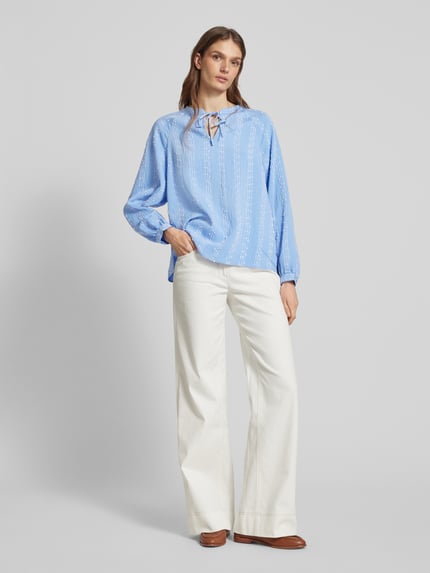 Milano Italy Blouseshirt met strikdetail Blauw - 1