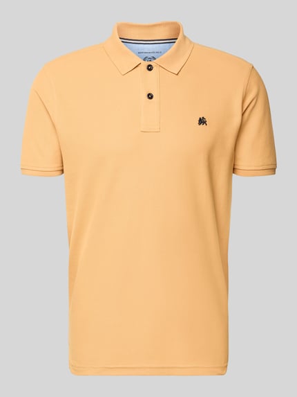 Produktfoto, poloshirt met gestikt logo model 'PERFORMANCE' van Lerros van katoenmix in regular fit met polokraag en korte knoopsluiting, ruglengte bij maat M 73 cm