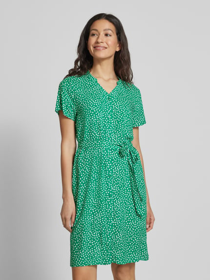 VILA Knielange jurk van viscose met strikceintuur Groen - 4