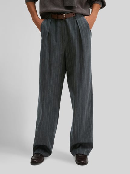 Marc O'Polo Regular Fit Hose aus Wolle mit Bundfalten Anthrazit 4