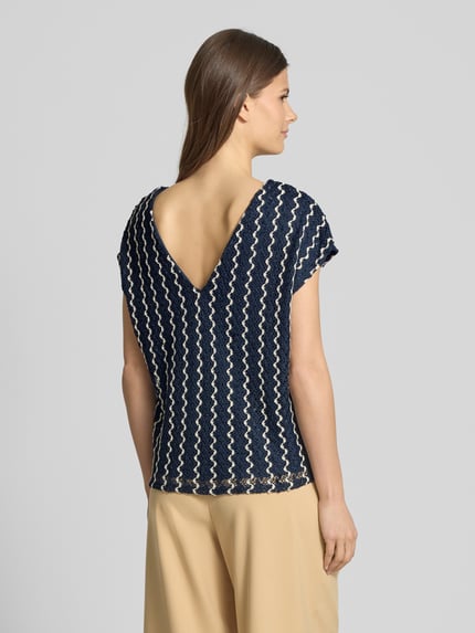 VILA T-shirt z dekoltem w serek model ‘ELLEN’ Granatowy 5