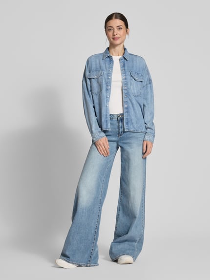 Mustang Overhemdblouse met drukknoopsluiting, model 'Ruby' Jeansblauw - 1