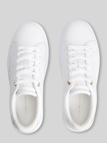 Tommy Hilfiger Sneaker aus echtem Leder mit Logo-Detail Weiss 4