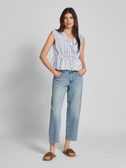 YAS Relaxed Fit Blusentop mit Schnürverschluss Modell 'EBBA' Offwhite 1