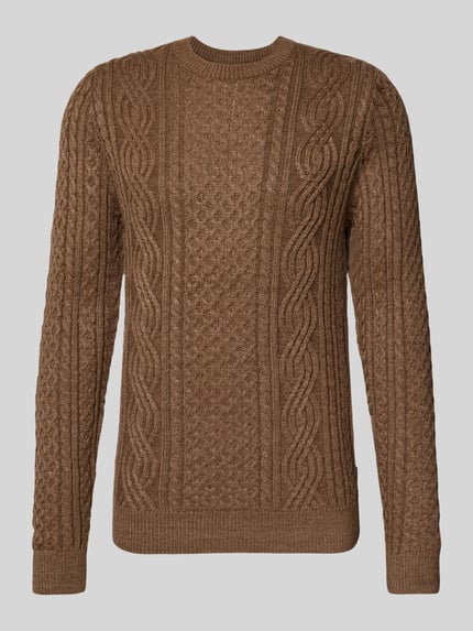 JACK & JONES Premium Sweter z dzianiny z prążkowanymi wykończeniami model ‘BLUSEAN’ Średniobrązowy 2