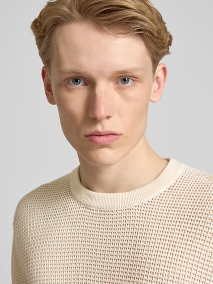 JACK & JONES Strickshirt mit Rundhalsausschnitt Modell 'ALMERIA' Offwhite 3