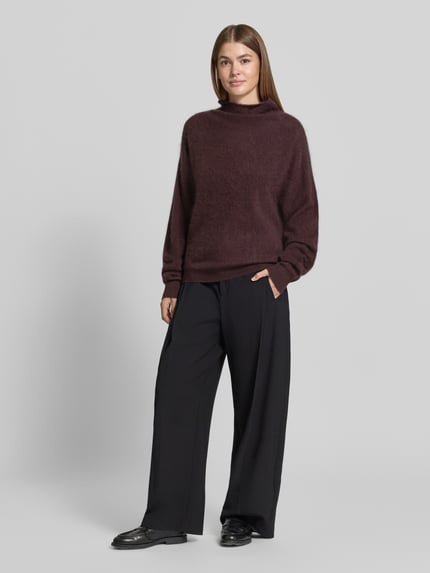 BOSS Pullover van mix van wol en kasjmier met mock neck Donkerbruin - 1