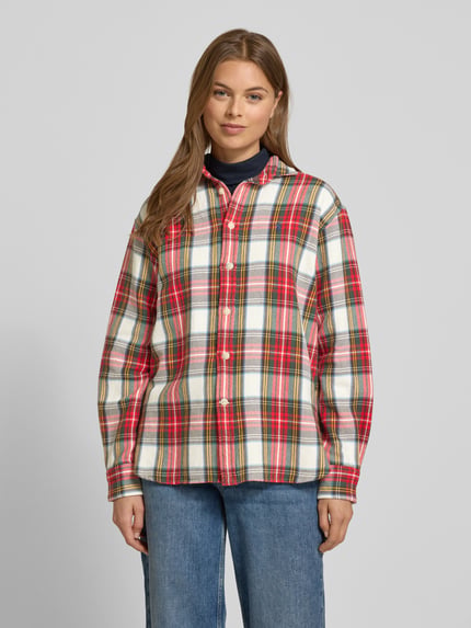 Polo Ralph Lauren Relaxed fit overhemdblouse met labelstitching Rood gemêleerd - 4