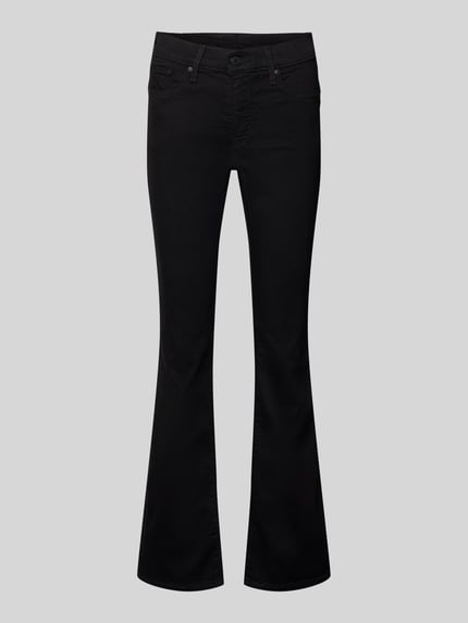 Produktfoto, figurformende Bootcut Jeans Modell '315 SHAPING BOOT' von Levi's®, Schwarz, Baumwoll-Mix mit Stretch-Anteil, Damen, Sculpt Hyperstretch, Bundweite 37 cm, Innenbeinlänge 80 cm