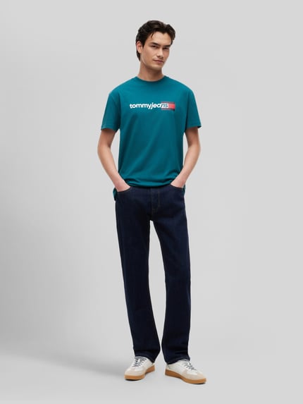 Tommy Jeans Regular Fit T-Shirt aus reiner Baumwolle Petrol 1