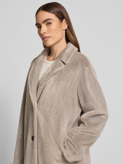 White Label Lange jas van imitatiebont met reverskraag Taupe - 3