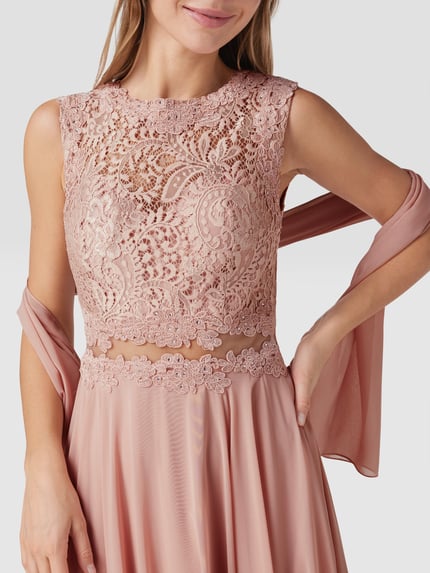 Mascara Abendkleid mit floralen Stickereien Altrosa 3