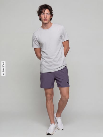 PUMA Performance Regular Fit Sportshorts mit Logo-Print Modell 'M PWRMODE 5' Anthrazit 1