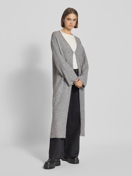 Gina Tricot Kardigan o kroju relaxed fit z domieszką wełny z alpaki Średnioszary melanż 1
