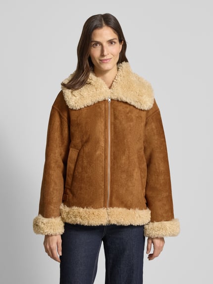 MANGO Jacke mit Futter aus Teddyfell Modell 'ADRIANA' Camel 4