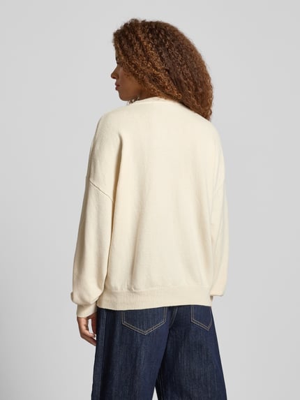 REVIEW Oversized Strickpullover mit Rundhalsausschnitt Offwhite Melange 5