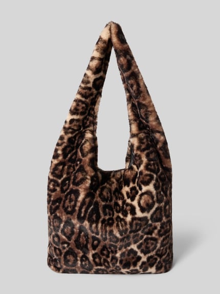 monari Handtasche aus Kunstfell in Leo-Optik Mittelbraun 2