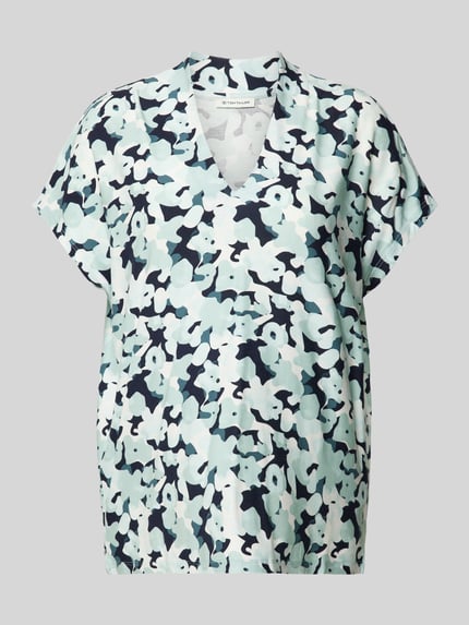Tom Tailor T-Shirt mit Allover-Muster und V-Ausschnitt Marine 2