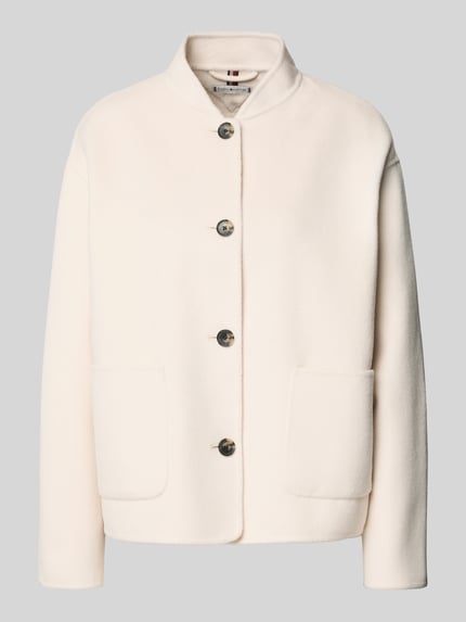 Produktfoto, Regular Fit Bomberjacke aus Woll-Mix van Tommy Hilfiger in effen kleuren met wolmix structuur, opgestikte zijzakken, knoopsluiting, label in reliëf