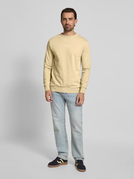 Lindbergh Sweatshirt mit Rundhalsausschnitt und Logo-Print Sand 1