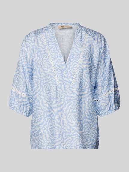 MOS MOSH Regular fit blouse met V-hals, model 'ALEYNA SAKU' Lichtblauw - 2